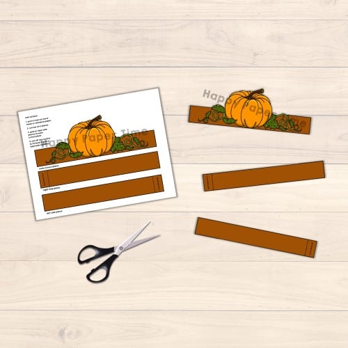Pumpkin paper hat crown fall costume craft printable template for kids