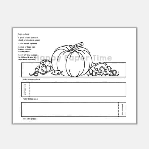 Pumpkin paper hat crown fall costume coloring craft printable template for kids