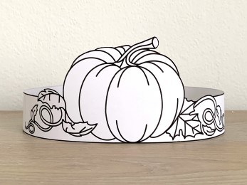 Pumpkin paper hat crown fall costume coloring craft printable template for kids
