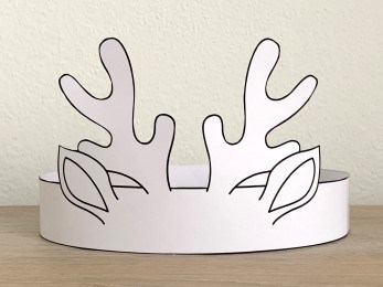 Reindeer paper hat crown winter holiday Christmas costume coloring craft printable template for kids