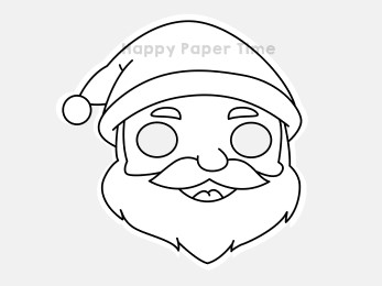 Santa Claus paper mask Christmas coloring craft activity for kids