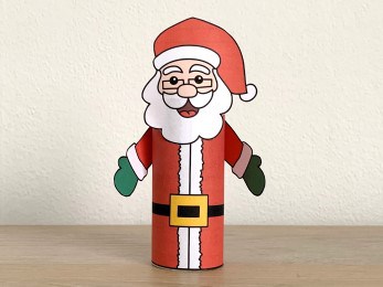 Santa Claus toilet paper roll craft Christmas printable decoration template for kids