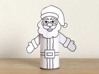 Santa Claus toilet paper roll craft Christmas printable coloring decoration template for kids