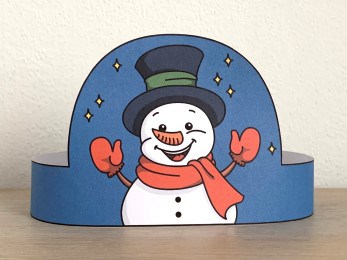 Snowman paper hat crown winter holiday Christmas costume craft printable template for kids