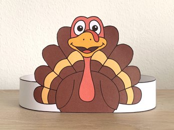 Turkey paper hat crown Thanksgiving costume craft template for kids