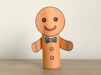 gingerbread man toilet paper roll craft Christmas printable decoration template for kids
