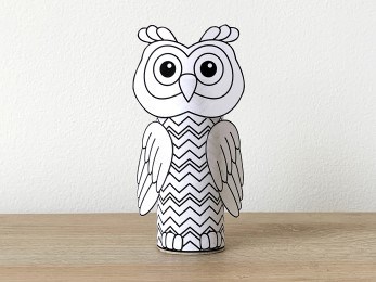 Owl toilet paper roll craft forest woodland printable coloring decoration template for kids