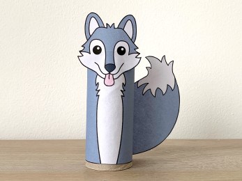 Wolf toilet paper roll craft forest woodland printable decoration template for kids