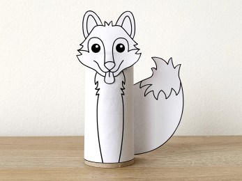Wolf toilet paper roll craft forest woodland printable coloring decoration template for kids
