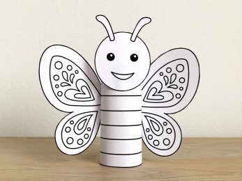 Butterfly toilet paper roll spring coloring easy craft kids - Happy Paper  Time