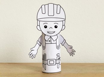 construction worker builder toilet paper roll printable coloring craft activity for kids