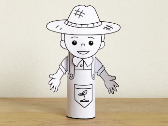 farmer gardener toilet paper roll printable coloring craft activity for kids