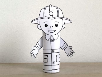 firefighter toilet paper roll printable coloring craft activity for kids
