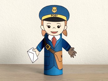 postman mail carrier toilet paper roll printable craft activity for kids