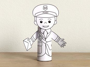 postman mail carrier toilet paper roll printable coloring craft activity for kids