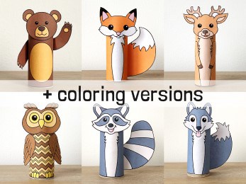 Woodland animals toilet roll paper printable - kid crafts - Happy Paper Time