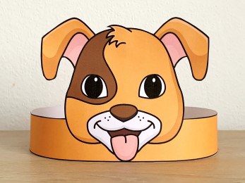 dog paper crown headband printable puppy craft activity for kids