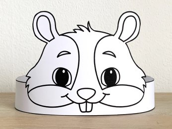 hamster paper crown headband printable coloring pet animal craft activity for kids