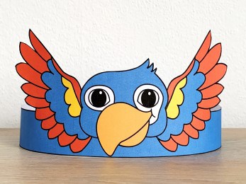 parrot paper crown headband printable bird craft activity for kids