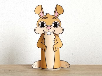 bunny rabbit toilet paper roll craft pet animal Easter printable decoration template for kids