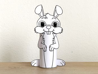 bunny rabbit toilet paper roll craft pet animal Easter printable coloring decoration template for kids