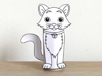 cat kitten toilet paper roll craft pet animal printable coloring decoration template for kids