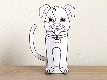 dog puppy toilet paper roll craft pet animal printable coloring decoration template for kids
