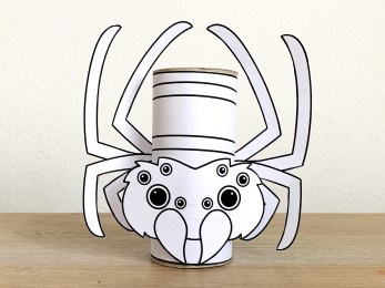spider toilet paper roll craft bug insect printable coloring Halloween decoration template for kids