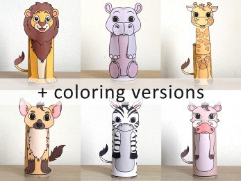 African animals toilet roll paper printable - kids crafts - Happy Paper Time