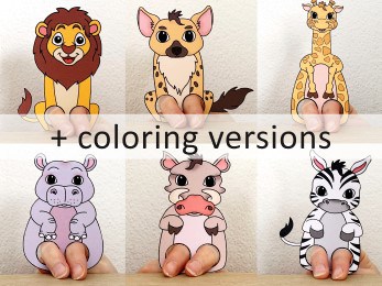 African animals finger puppet template printable pet animal coloring craft activity for kids
