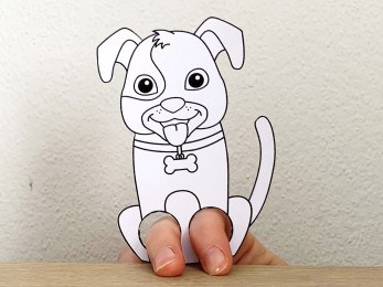 dog puppy finger puppet template printable pet animal coloring craft activity for kids