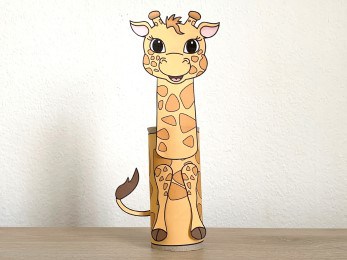 giraffe toilet paper roll craft African animal printable decoration template for kids