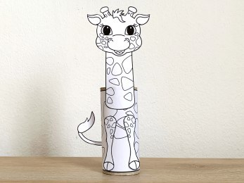 giraffe toilet paper roll craft African animal printable coloring decoration template for kids
