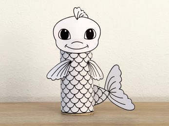 goldfish fish toilet paper roll craft pet animal printable coloring decoration template for kids