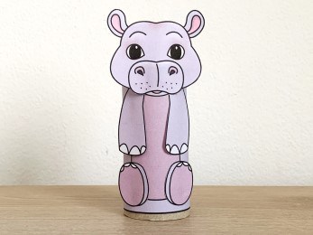 hippo toilet paper roll craft African animal printable decoration template for kids