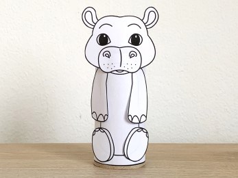 hippo toilet paper roll craft African animal printable coloring decoration template for kids