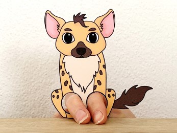 hyena finger puppet template printable African animal craft activity for kids