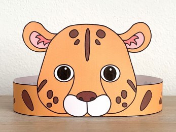 leopard paper crown headband printable jungle cat wild animal craft activity for kids