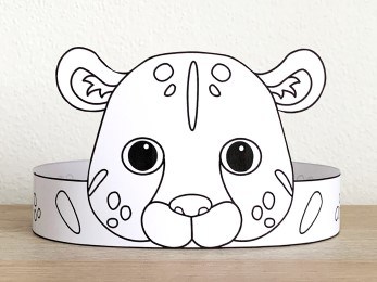 Leopard paper crown coloring printable kid headband - Happy Paper Time