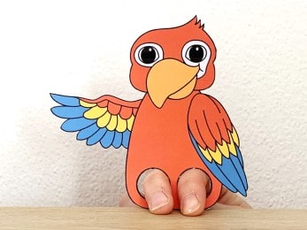 parrot bird finger puppet template printable pet animal craft activity for kids