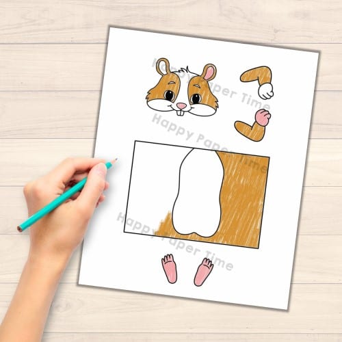 hamster rodent toilet paper roll craft pet animal printable coloring decoration template for kids