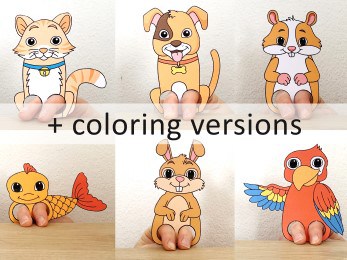pets animals finger puppet template printable pet animal coloring craft activity for kids