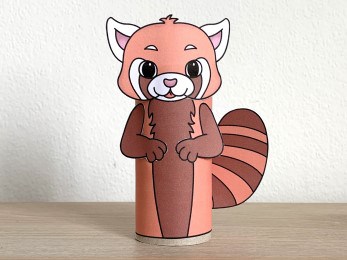 red panda toilet paper roll craft Asian animal printable decoration template for kids