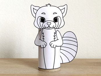 red panda toilet paper roll craft Asian animal printable coloring decoration template for kids