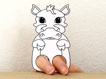 warthog finger puppet template printable African animal coloring craft activity for kids