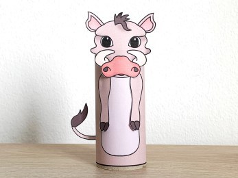 warthog toilet paper roll craft African animal printable decoration template for kids