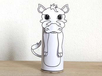 warthog toilet paper roll craft African animal printable coloring decoration template for kids
