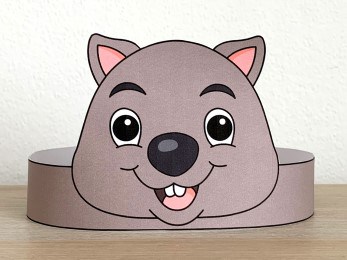 wombat paper crown headband printable australian animal craft activity for kids