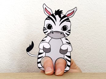 zebra finger puppet template printable African animal coloring craft activity for kids