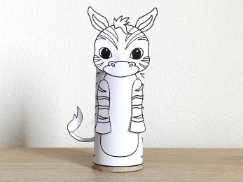 zebra toilet paper roll craft African animal printable coloring decoration template for kids